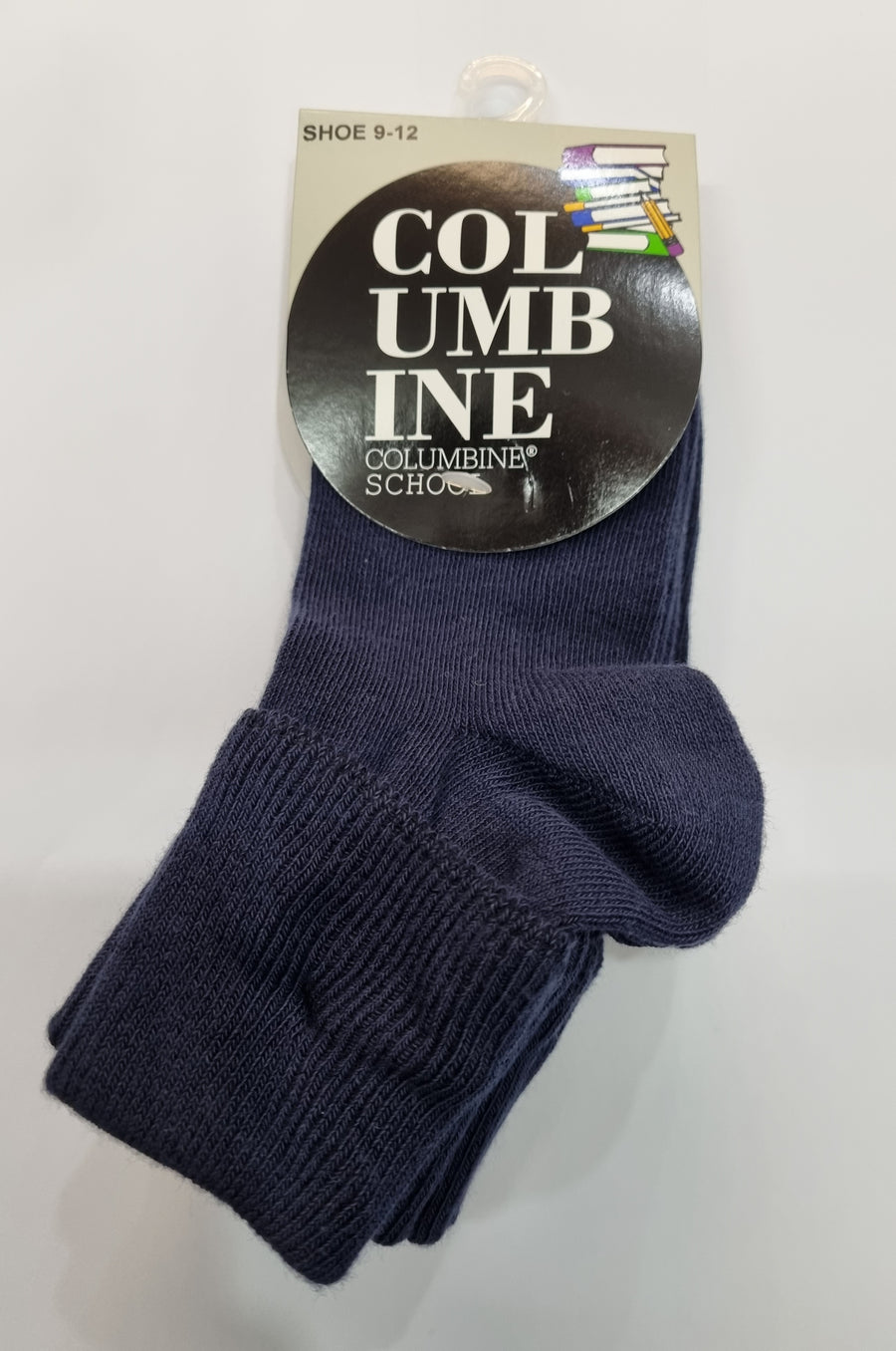 Navy Cotton Socks- Turn Over Top (TOT) -3 Pair Pack