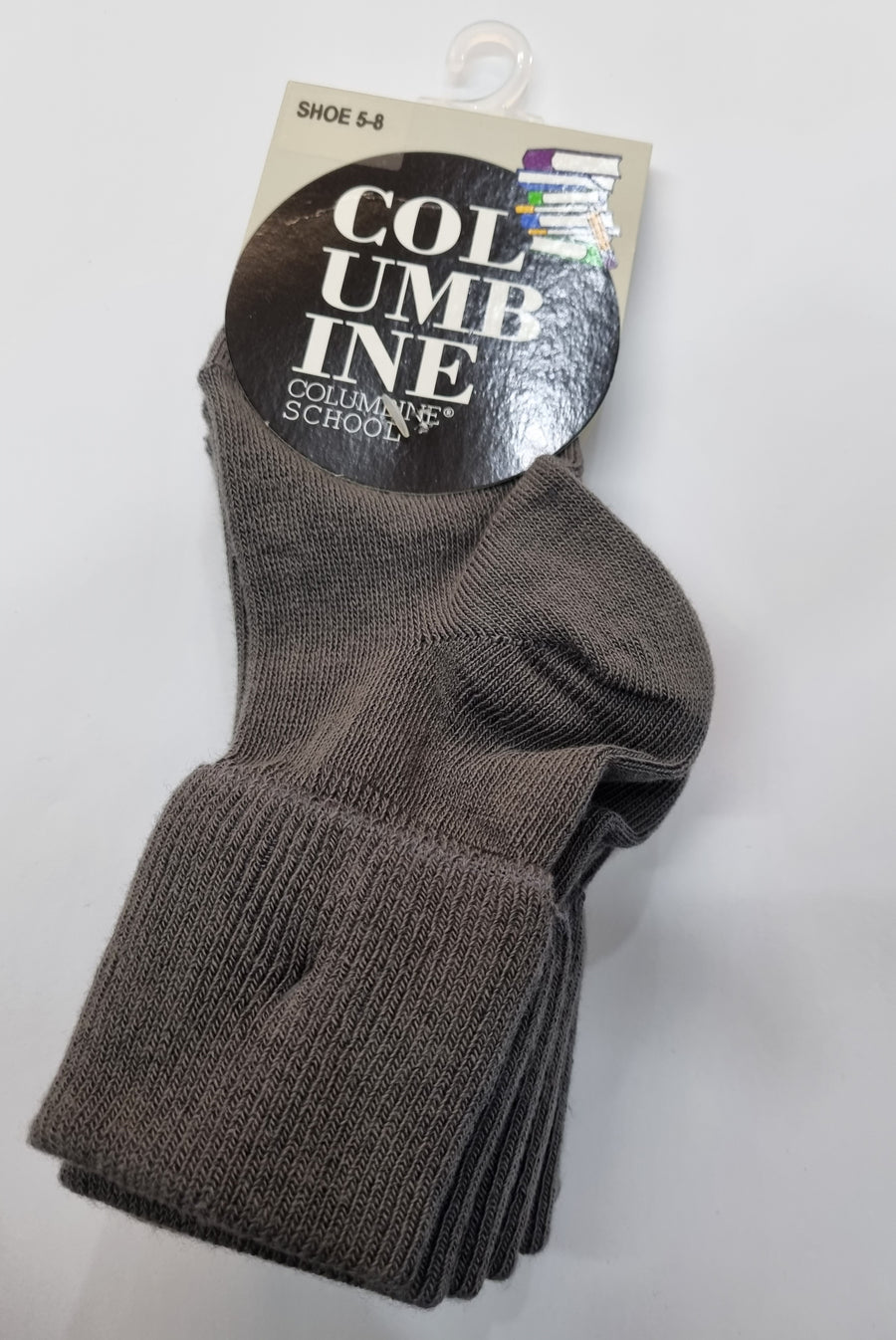 Grey Cotton Socks- Turn Over Top (TOT) -3 Pair Pack