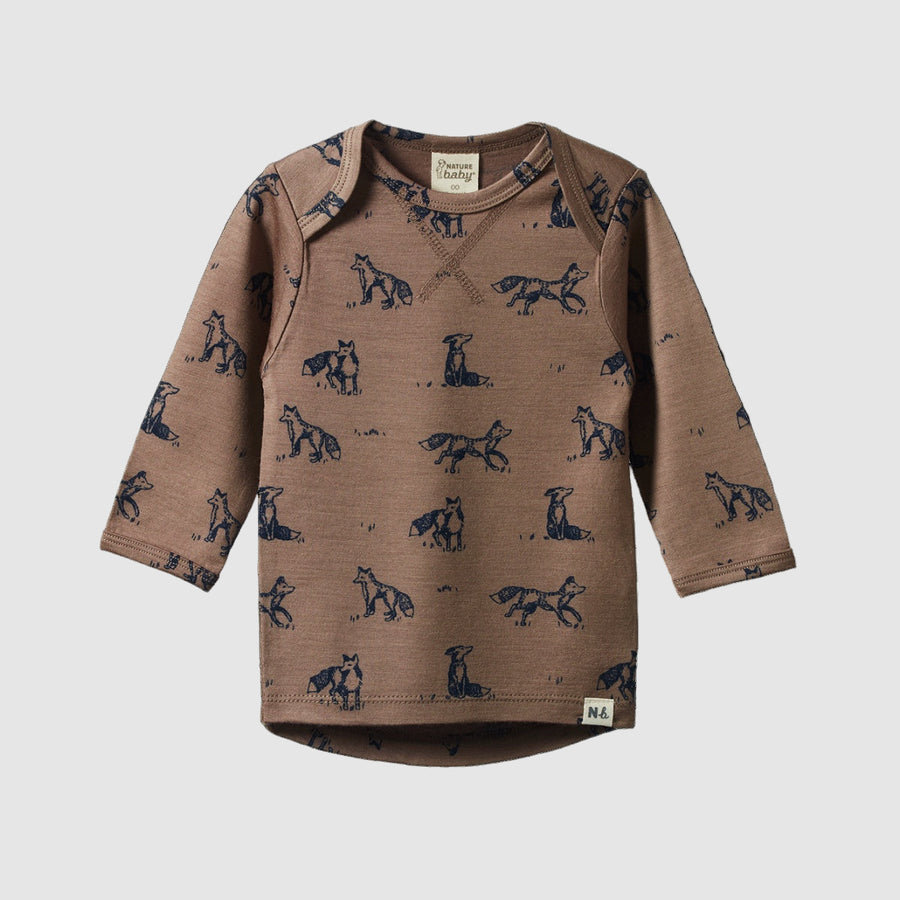 Merino Long sleeve Tee- Foxy Print