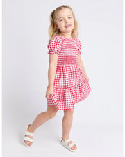 Elsa Gingham Shirred Dress