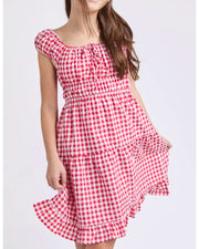 Elsa Gingham Dress-Red