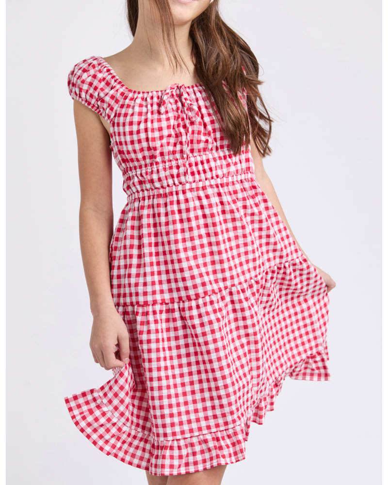 Elsa Gingham Dress-Red