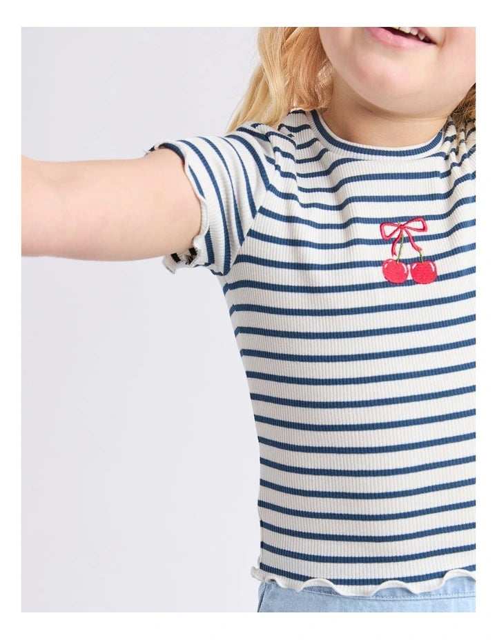 Betty Rib Tee - Navy