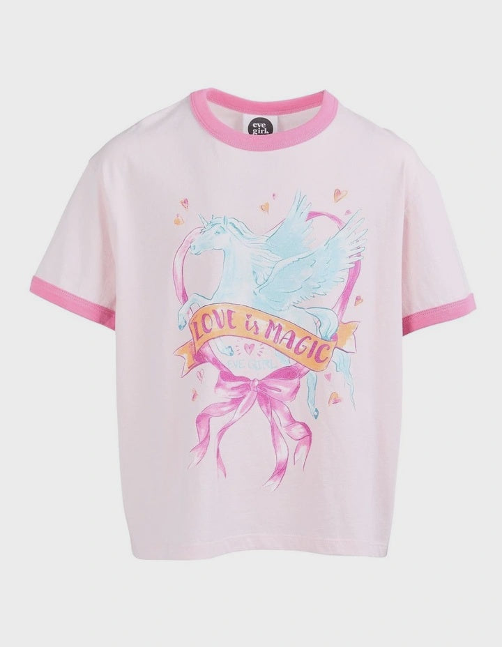 Pegasus Ringer Tee - Pink