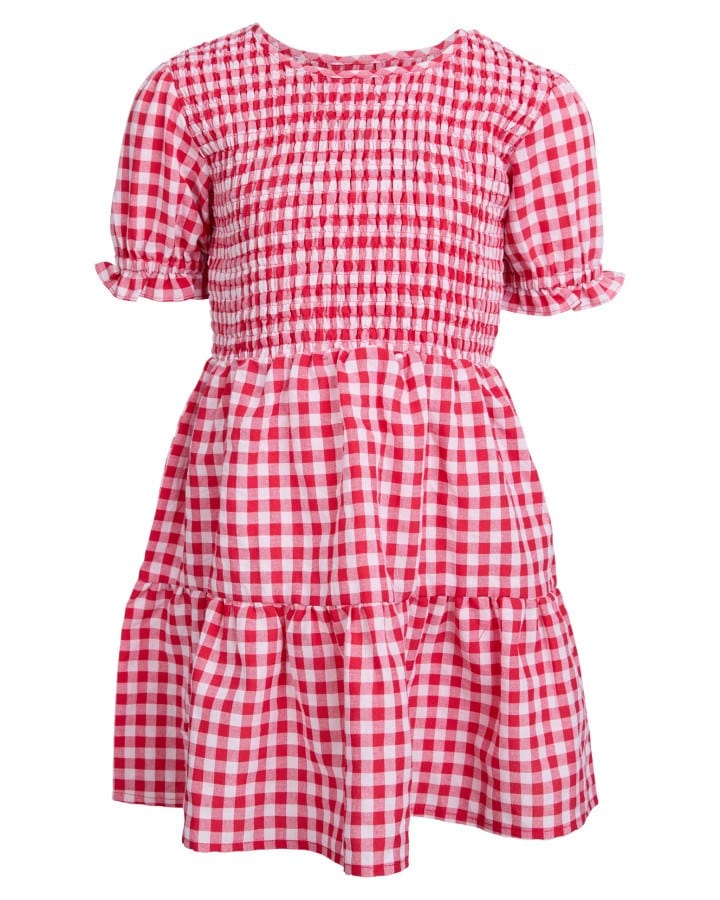 Elsa Gingham Shirred Dress