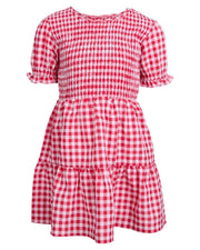 Elsa Gingham Shirred Dress
