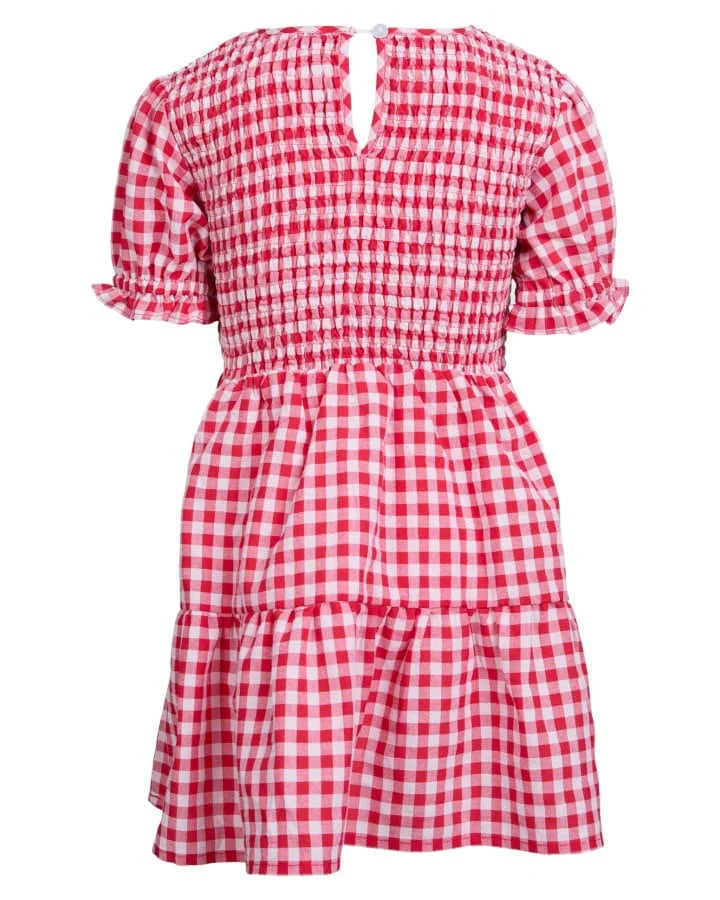 Elsa Gingham Shirred Dress