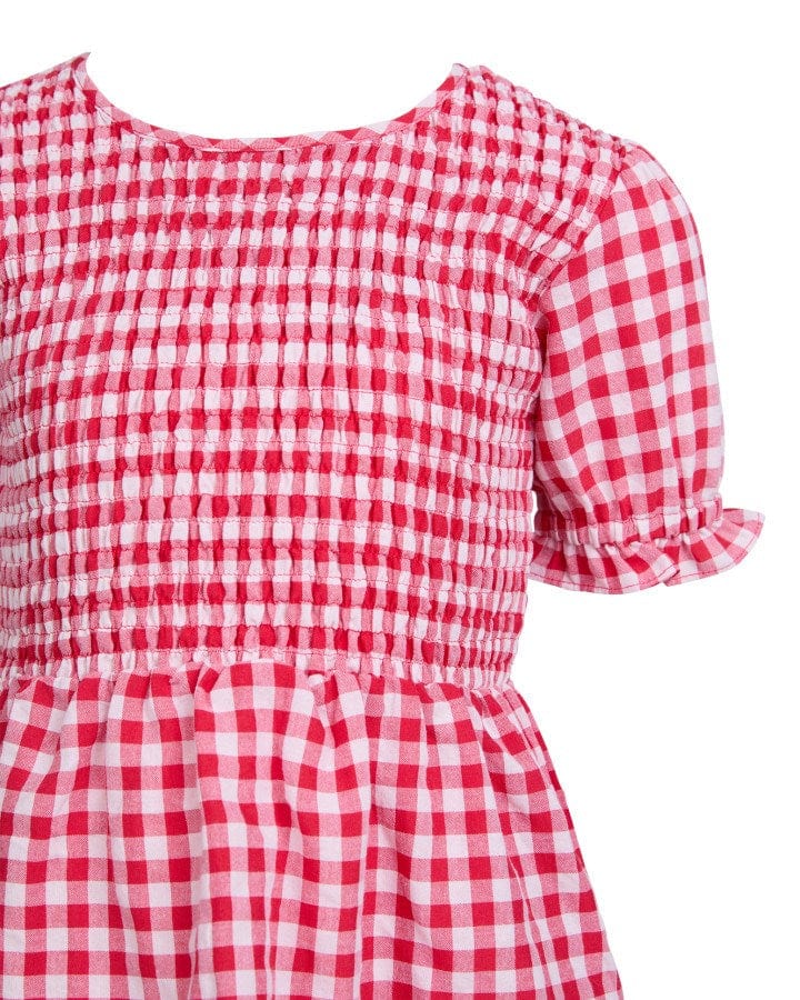 Elsa Gingham Shirred Dress