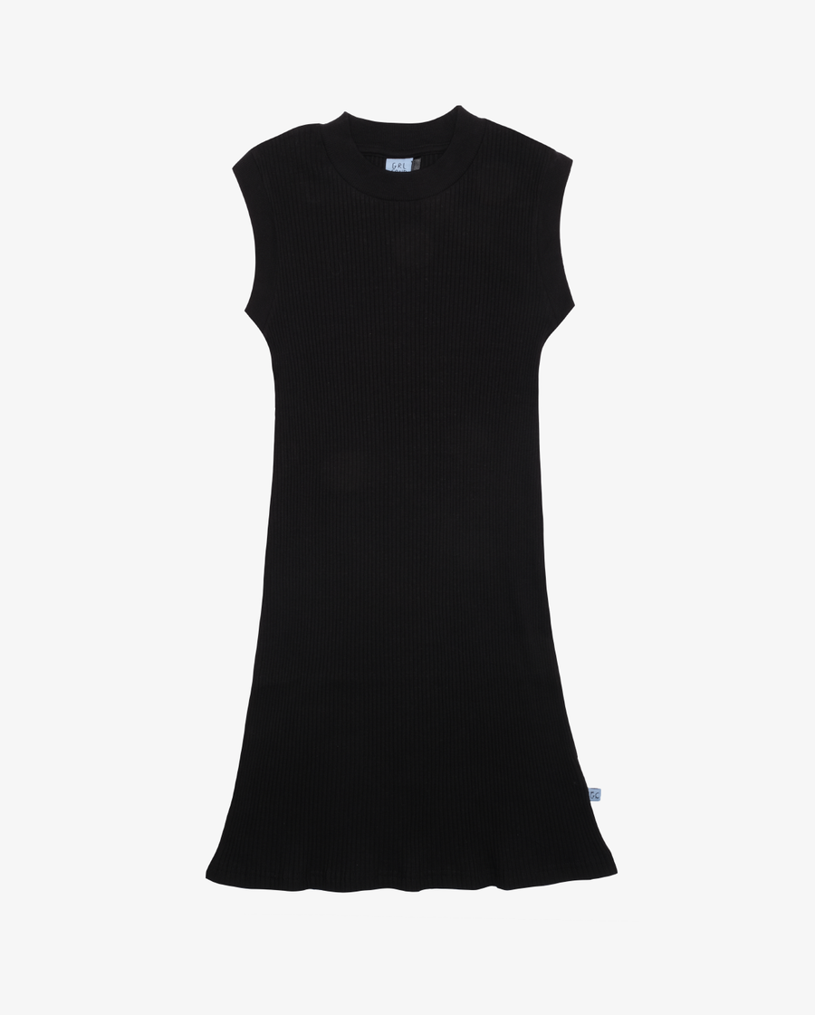 Relaxed Tank Dress Black Rib
