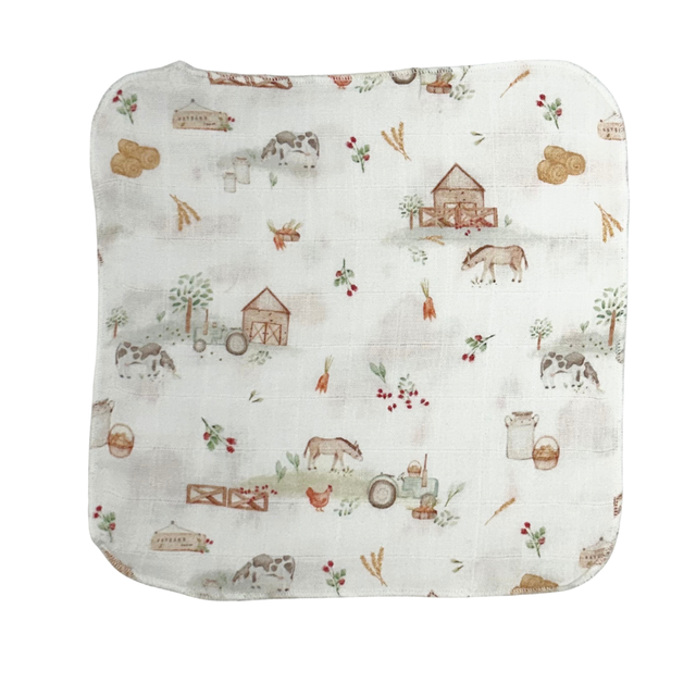 Farm Muster Muslin Washcloths 2 Pack