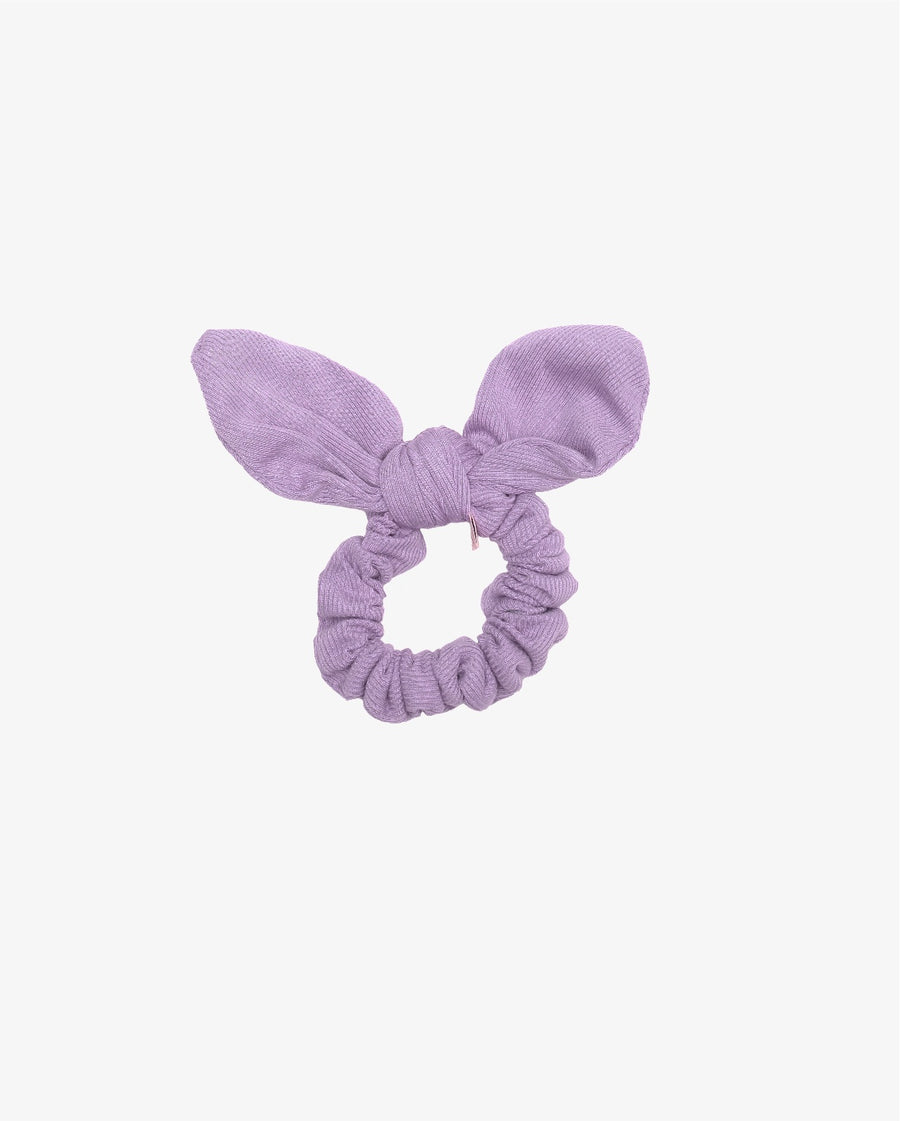 Lilac Rib Cotton Mini Bow Scrunchie