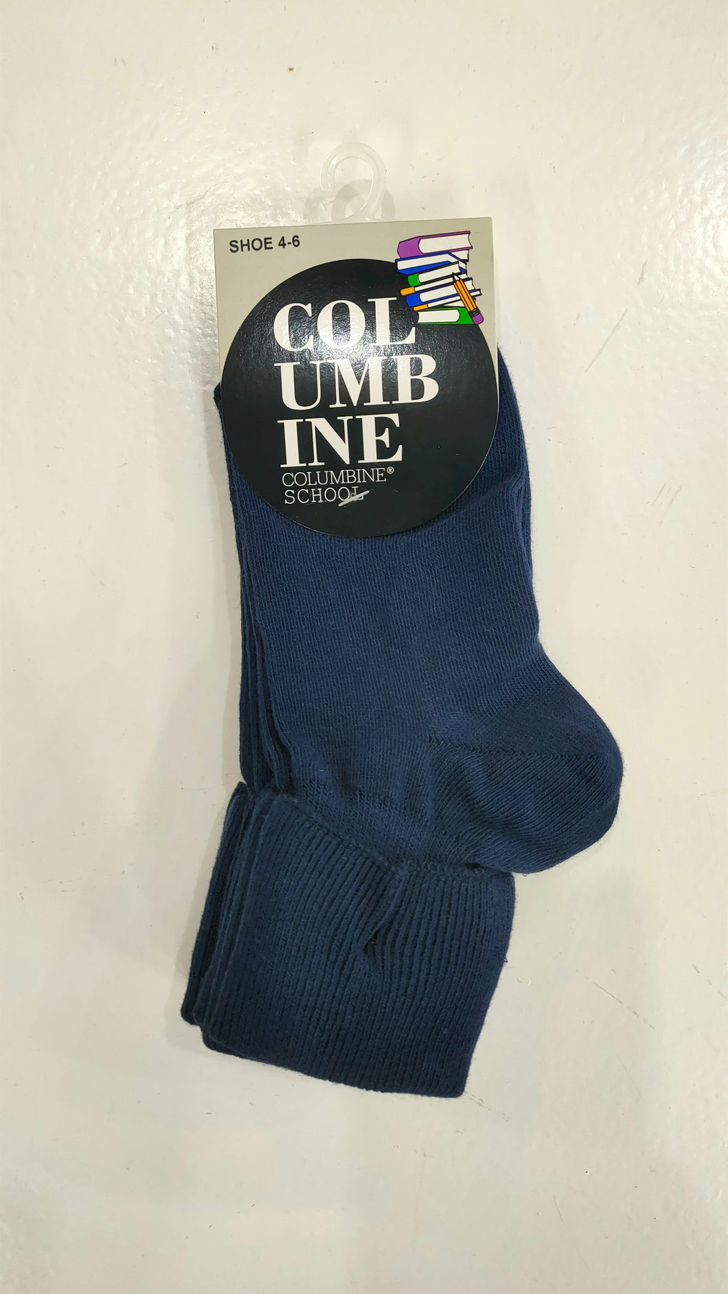 Navy Cotton Socks- Turn Over Top (TOT) -3 Pair Pack
