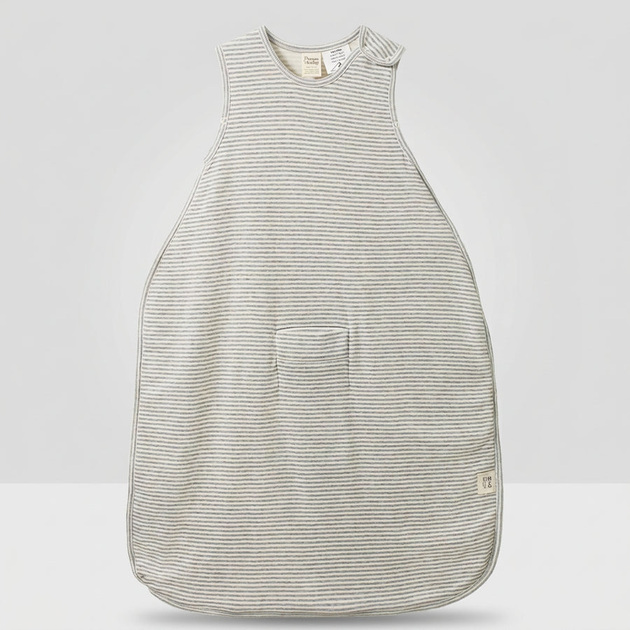 Organic Cotton & Merino Sleeping Bag - Gray Marl Stripe
