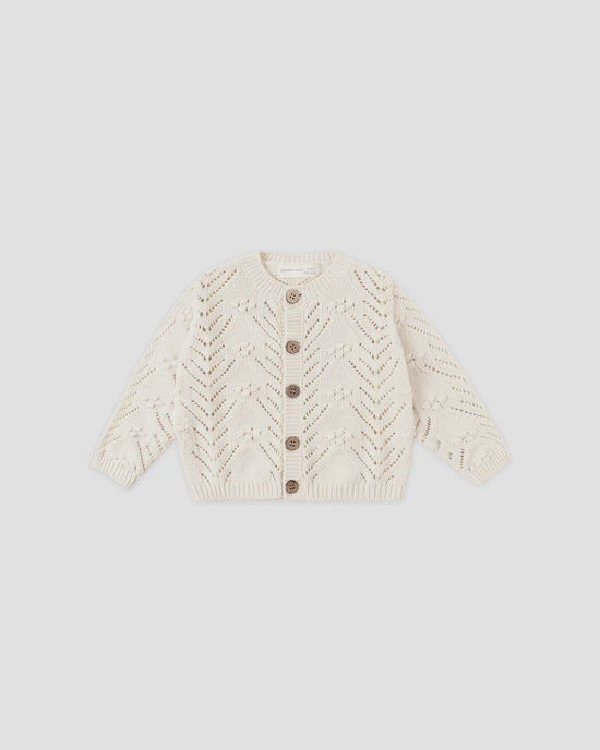 Scalloped Cardigan-Natural