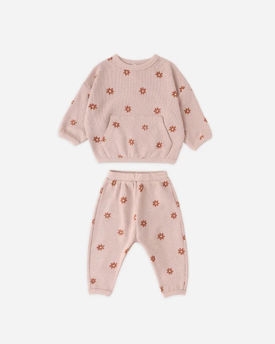 Waffle Sweater Set - Pink Daisy