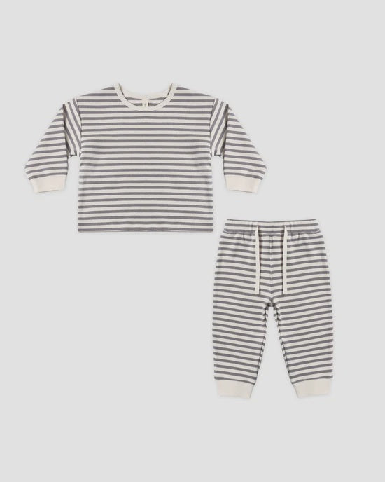 Quincy Mae Cozy Set - Slate Stripe
