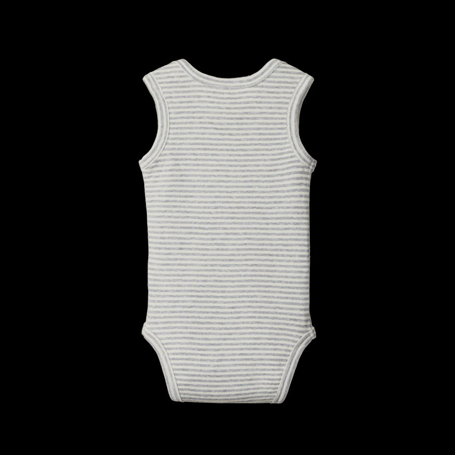 Short Sleeve Bodysuit - Grey Marl Stripe