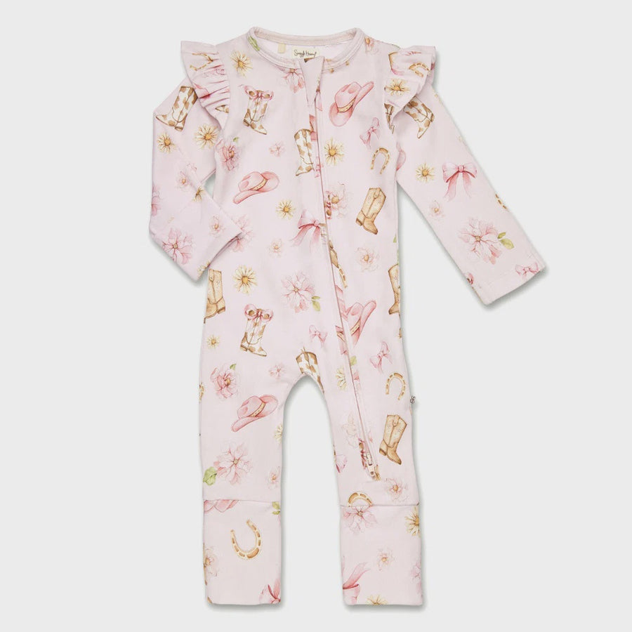 Boots & Bows Organic Snugglesuit Convertible Romper with Frill