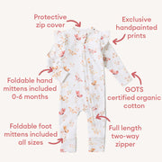 Butterfly Organic Snugglesuit Convertible Romper with Frill