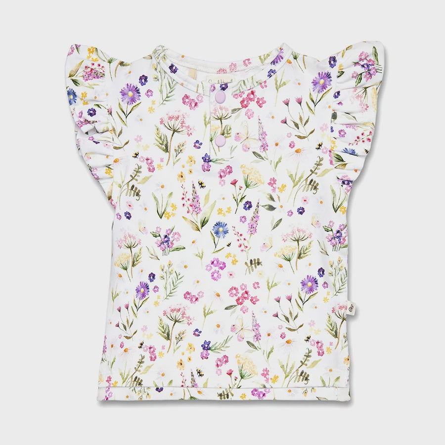 Gracie Organic Short Sleeve Top with Frill