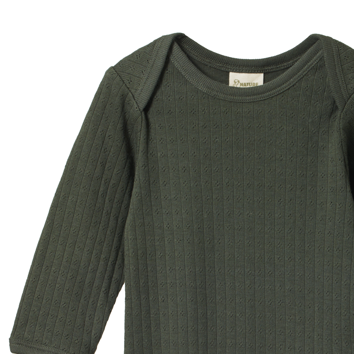Pointelle Long Sleeve Merino Bodysuit - Thyme
