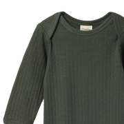Pointelle Long Sleeve Merino Bodysuit - Thyme