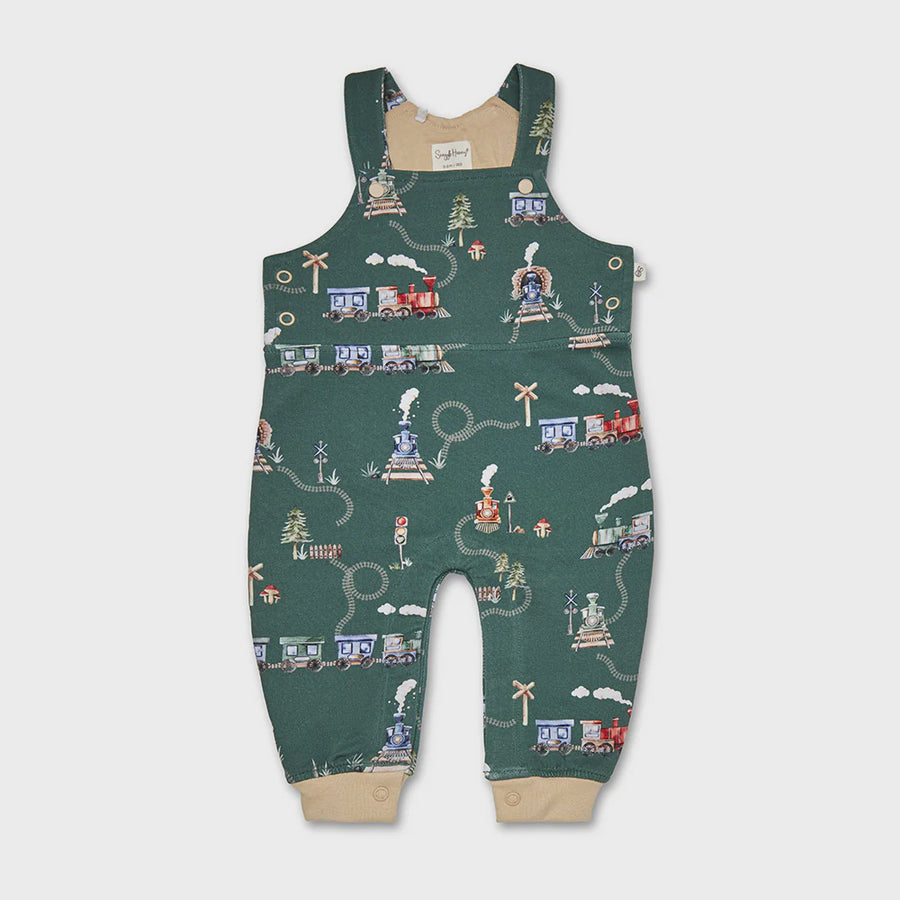 Olive Trains Organic Snuggle Overalls