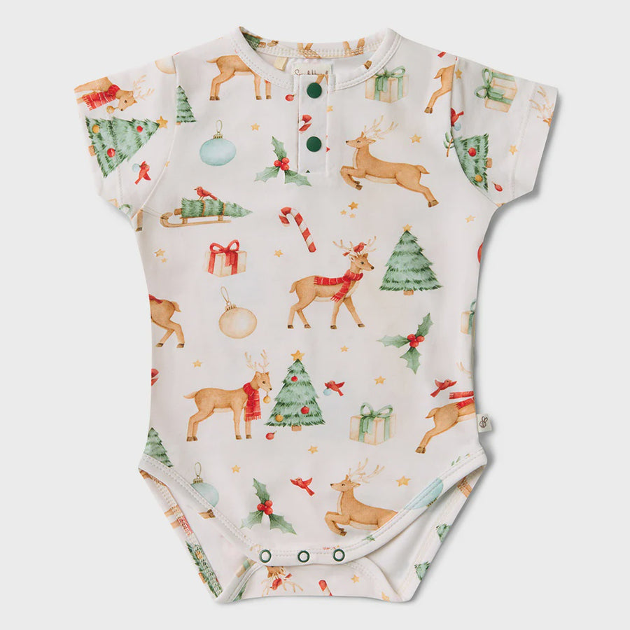 Prancer & Friends Short Sleeve Organic Bodysuit