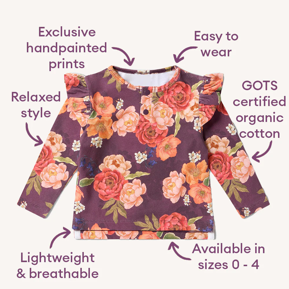 Sienna Organic Long Sleeve Top with Frill