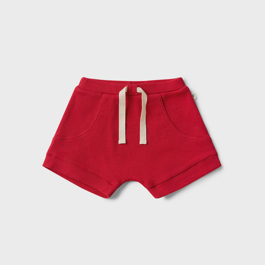 Red Rib Organic Shorts