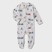 Trains Organic Snuggle Sleepsuit Zip Footie