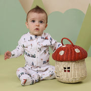 Trains Organic Snuggle Sleepsuit Zip Footie