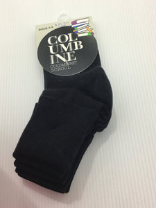 Black Cotton Socks- Turn Over Top (TOT) -3 Pair Pack